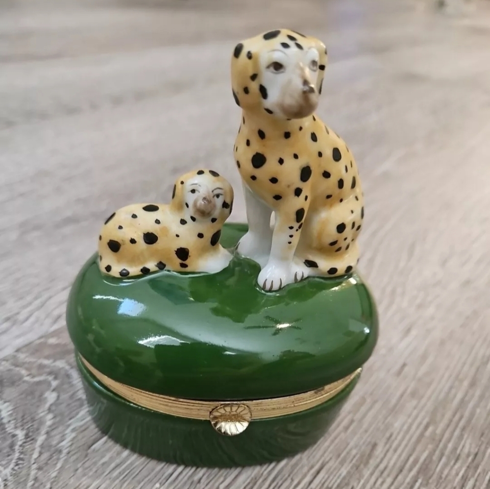 FITZ AND FLOYD PORCELAIN DALMATION JAPAN TRINKET 1985